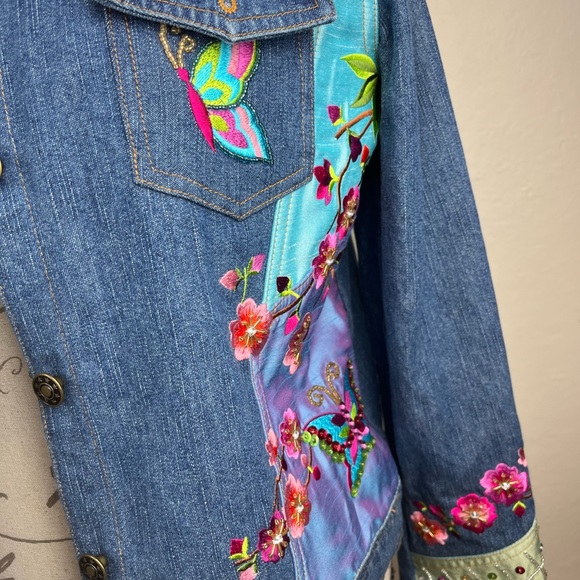 Vintage Berek2 by Takako Sakon embellished jean jacket-Woman’s Petite Large - Picture 11 of 14